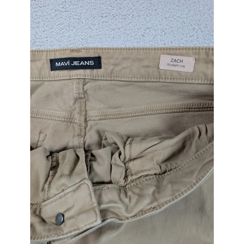 Mavi Zach Straight Leg Pants Mens 36x34 Tan Khaki Cotton Blend Stretch Casual